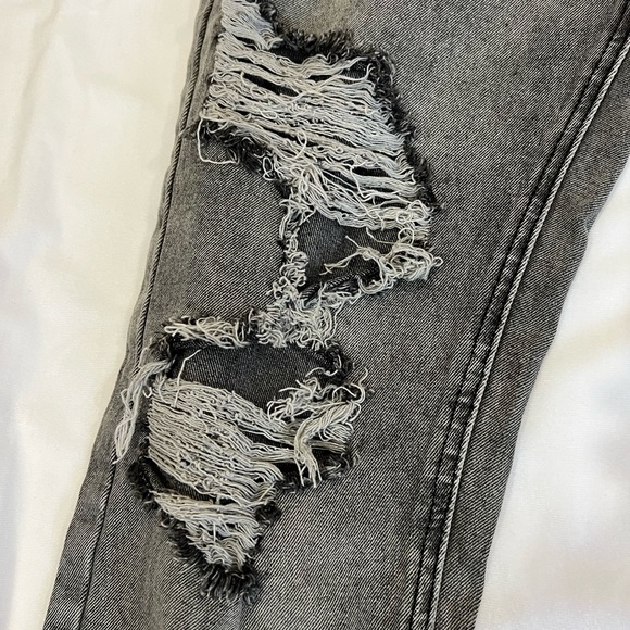 Large Shein Womens High Waisted Distressed Mom Jeans Colorblock Ripped High Rise - Picture 8 of 13